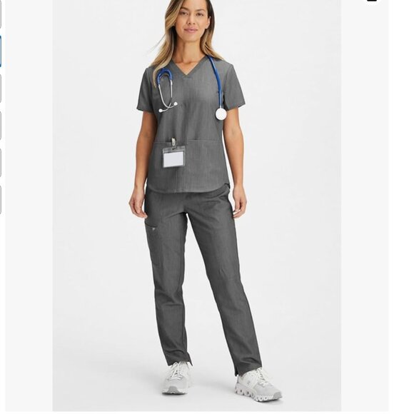 Fabletics Scrub Set Heather Grey S Top + XS Pants 👩‍⚕️ Brand New Nursing Set - Picture 1 of 11
